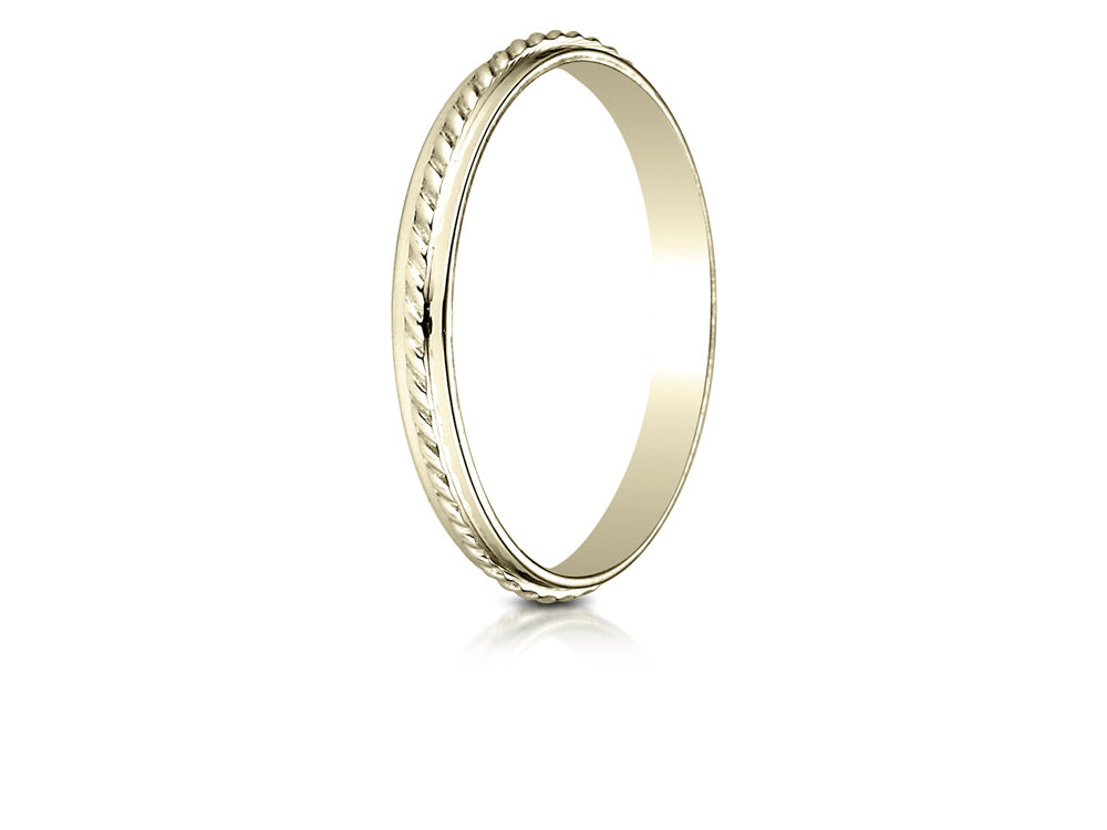 Benchmark® 14k Gold 2mm High Polished Rope Center Design Wedding Band Ring