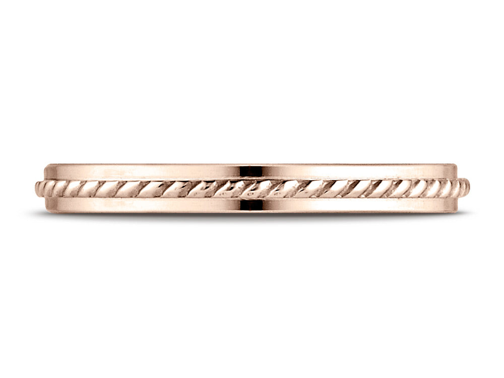 Benchmark® 14k Rose Gold 2mm High Polished Rope Center Design Wedding Band Ring
