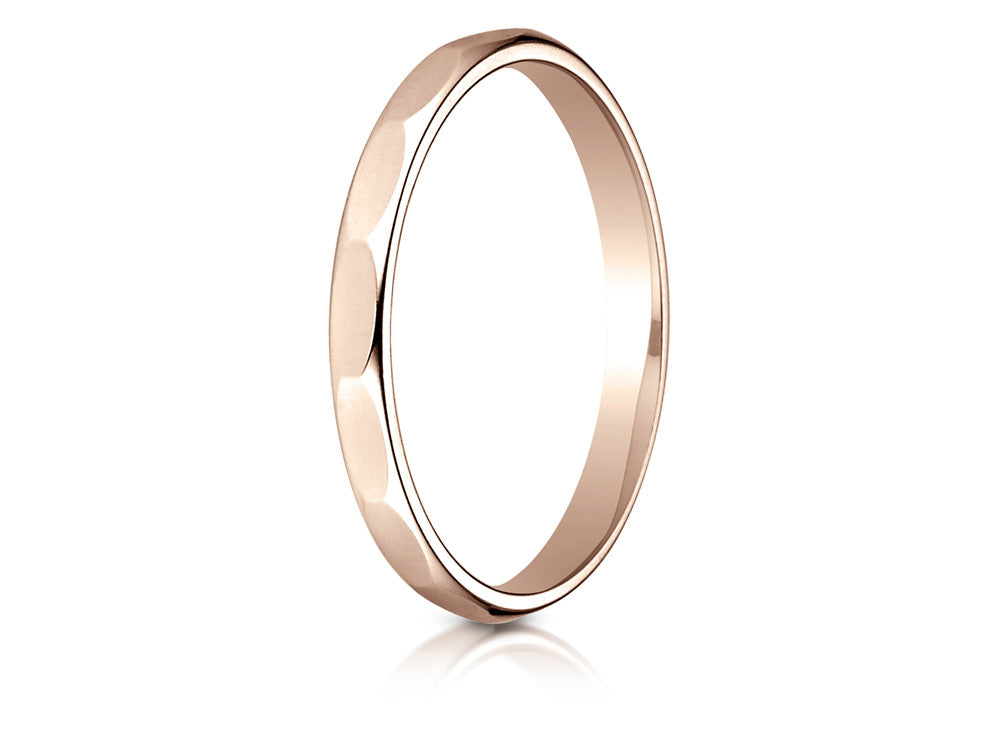 Benchmark® 14k Rose Gold 2mm High Polished Faceted Design Wedding Band Ring