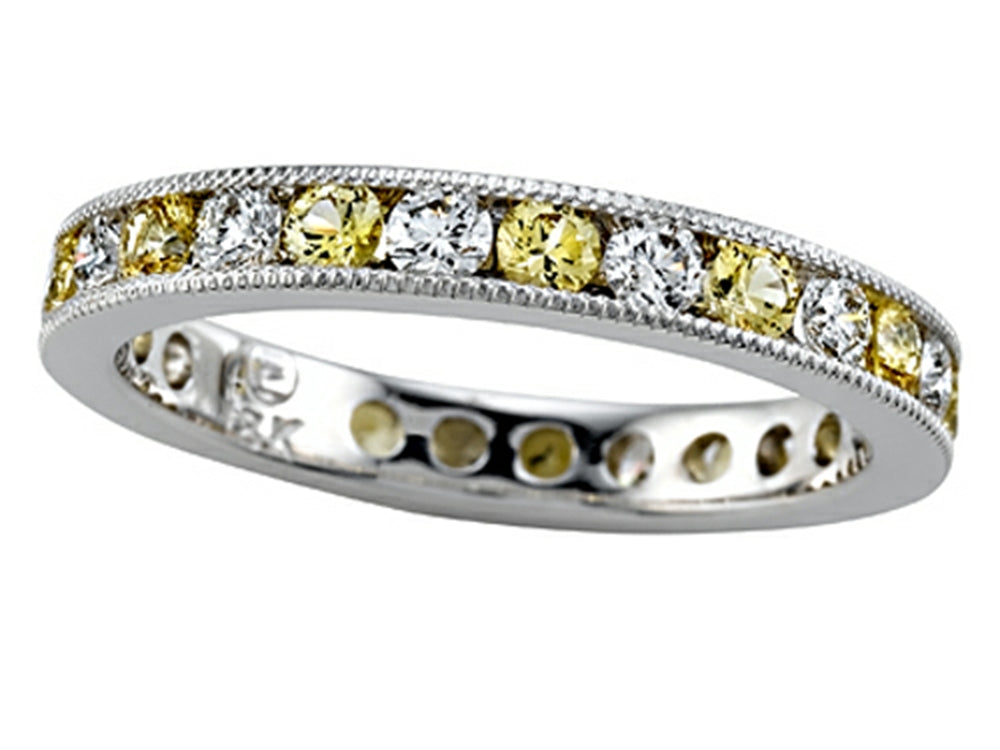 Karina B™ Round Diamond and Yellow Sapphire Eternity Band With Milgrain