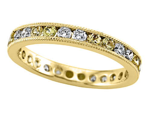 Karina B™ Diamond and Yellow Sapphire Eternity Band With Milgrain