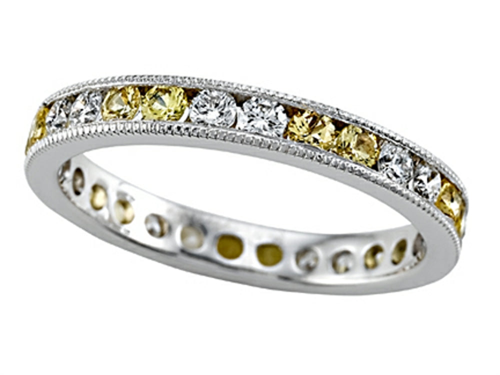 Karina B™ Diamond and Yellow Sapphire Eternity Band With Milgrain