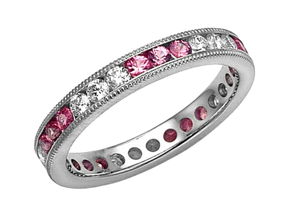 Karina B™ Genuine Pink Sapphire Eternity Band With Millgrain