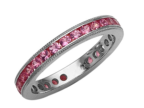 Karina B™ Genuine Pink Sapphire Eternity Band With Millgrain