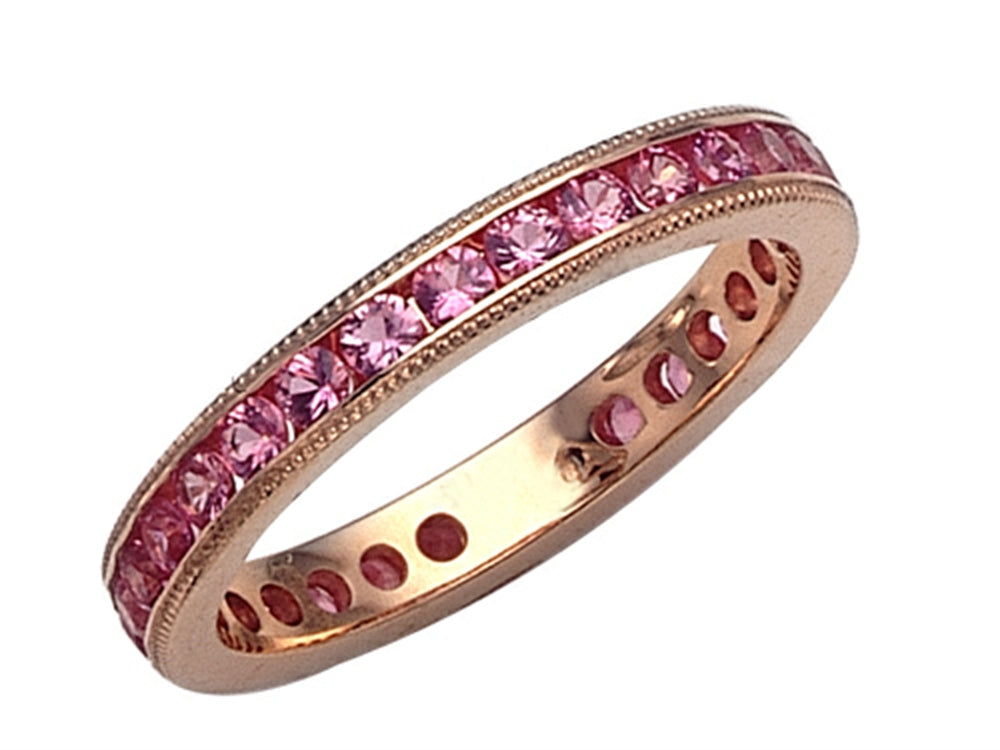 Karina B™ Genuine Pink Sapphire Eternity Band With Millgrain