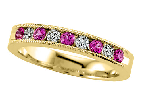 Karina B™ Diamond and Pink Sapphire Band With Milgrain