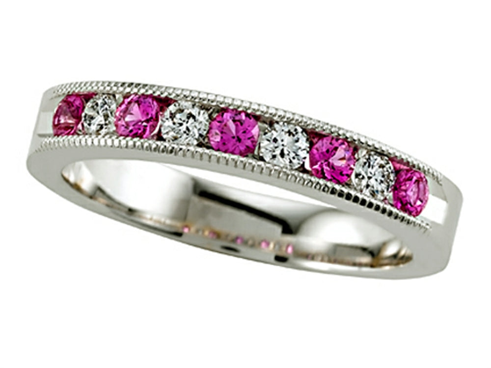 Karina B™ Diamond and Pink Sapphire Band With Milgrain