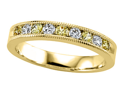 Karina B™ Diamond and Yellow Sapphire Band W/milgrain