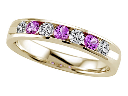 Karina B™ Round Diamond and Pink Sapphire Band