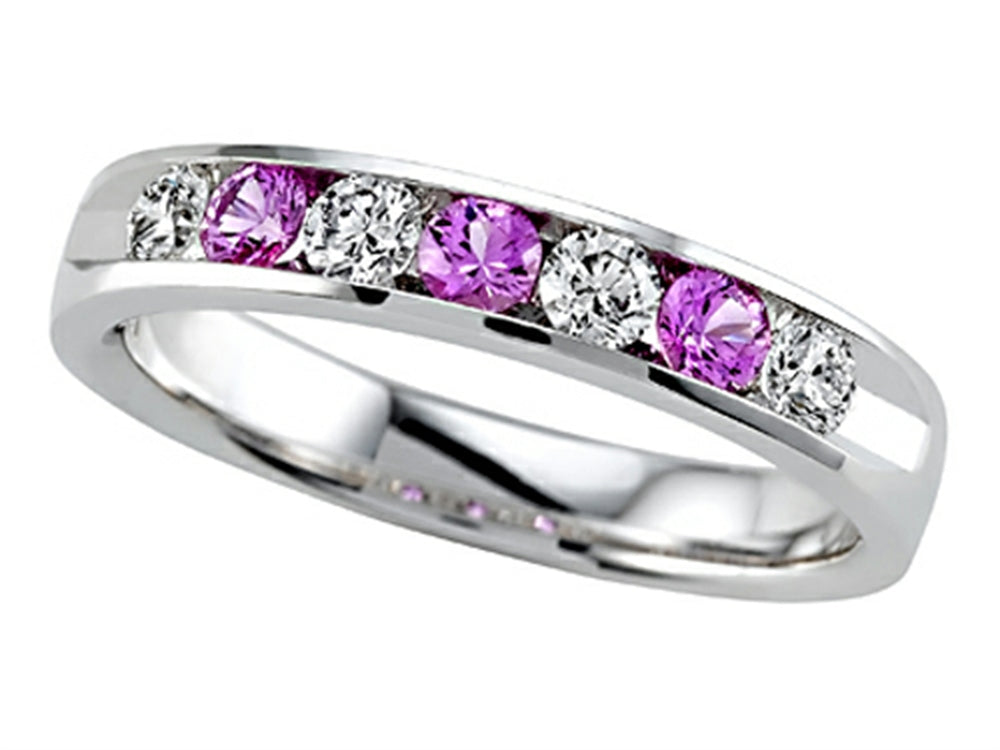 Karina B™ Round Diamond and Pink Sapphire Band