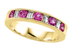 Karina B™ Diamond Baguette and Pink Sapphire Round Band W/milgrain