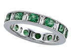 Karina B™ Baguette Diamond and Round Tsavorite Eternity Band With Milgrain