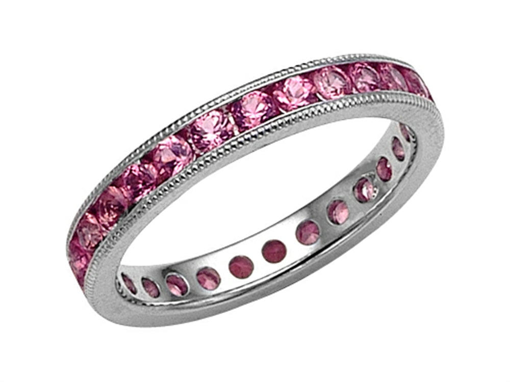 Karina B™ Genuine Pink Sapphire Eternity Band With Millgrain