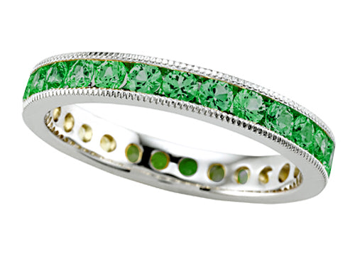 Karina B™ Genuine Tsavorite Eternity Band With Millgrain
