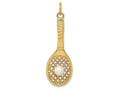 FJC Finejewelers 14k Yellow Gold Tennis Racquet with Freshwater Cultured Pearl Charm