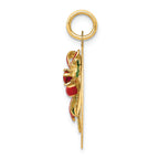 FJC Finejewelers 14k Yellow Gold Enameled Mistletoe with Synthetic Stone Charm