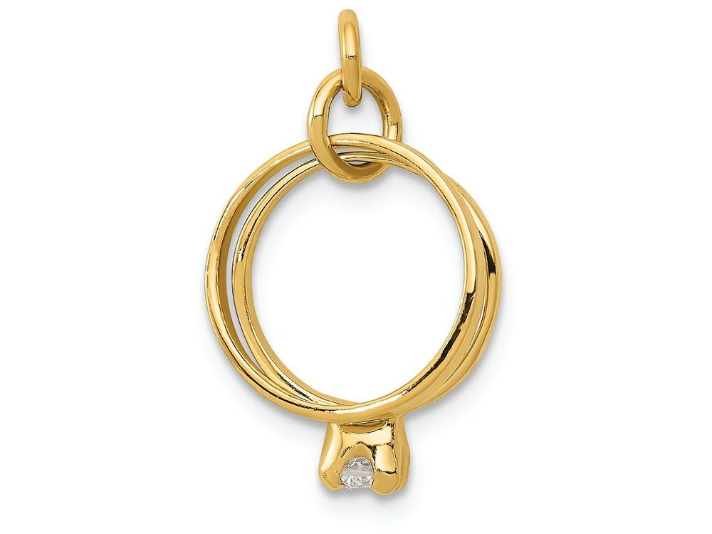 FJC Finejewelers 14k Yellow Gold Wedding-Rings Themed Polished Charm 15 x 19mm