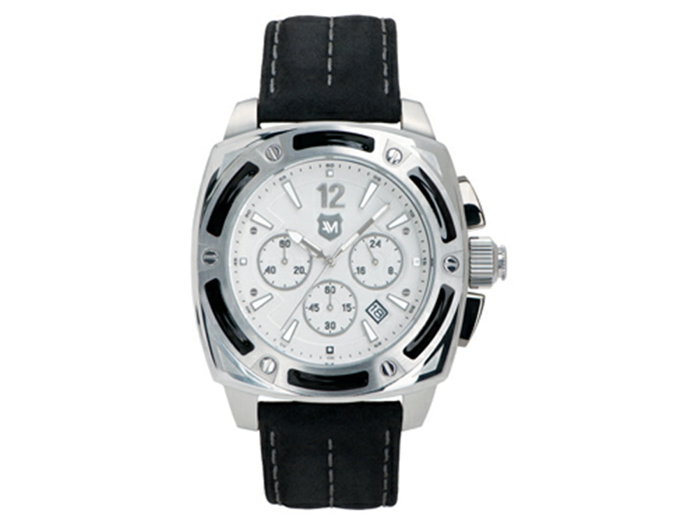 Andrew Marc Men's G III Bomber Stainless Steel Case With Black Strap Chronograph Watch