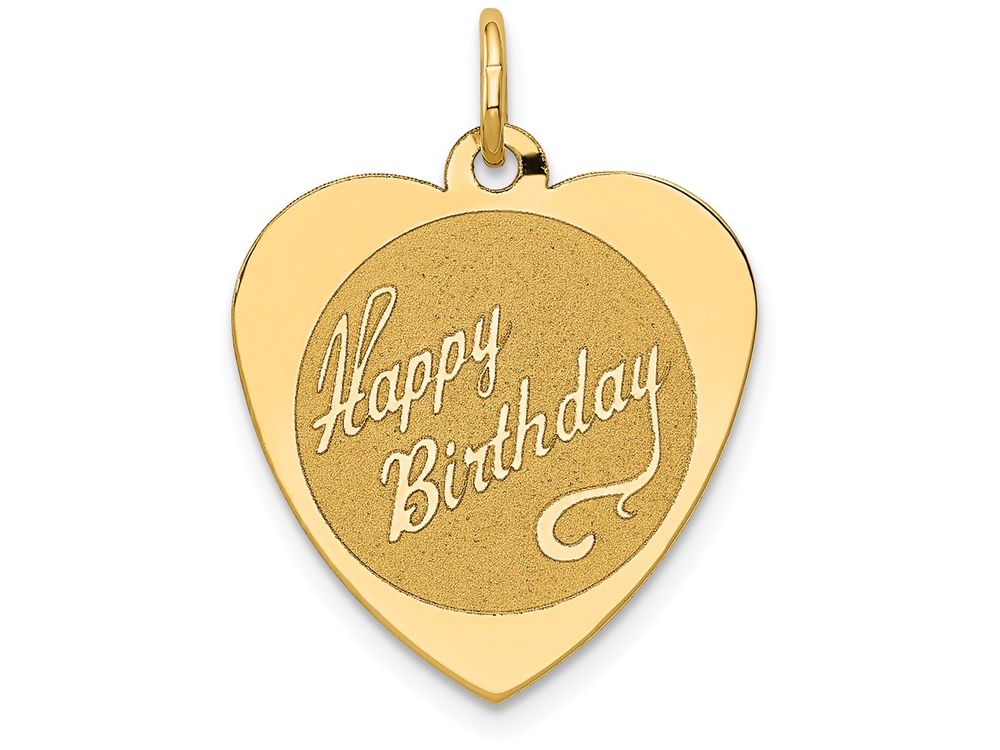 FJC Finejewelers 14k Yellow Gold Happy Birthday Heart Disc Charm