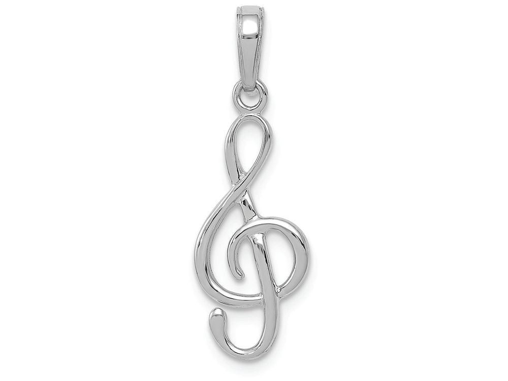 FJC Finejewelers 14k White Gold White 3d Clef Note- Music Note Charm