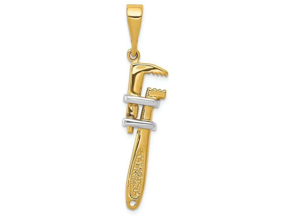 FJC Finejewelers 14k Yellow Gold with Rhodium 3d Pipe Wrench Charm