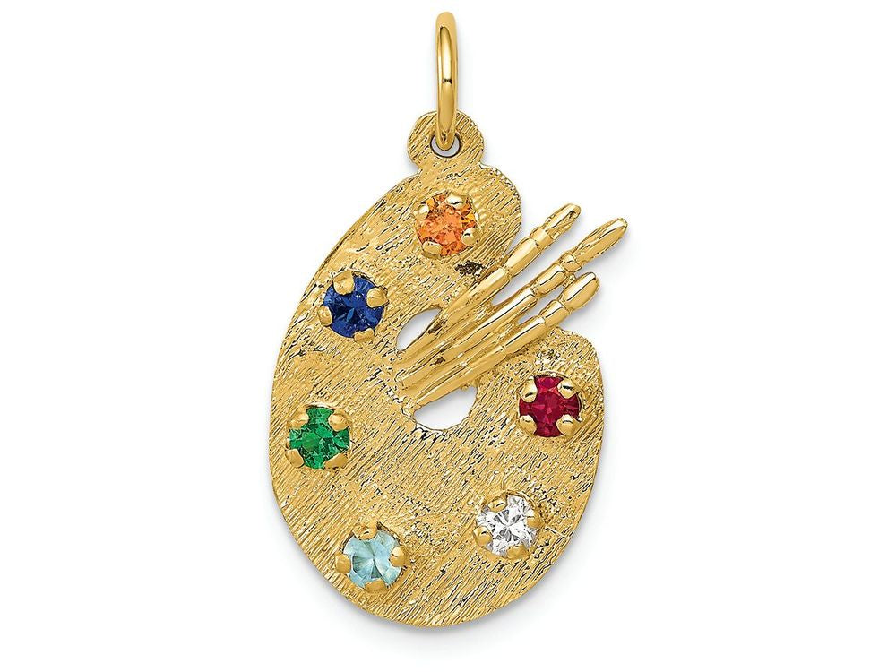 FJC Finejewelers 14k Yellow Gold CZ Stones Artist Palette Charm