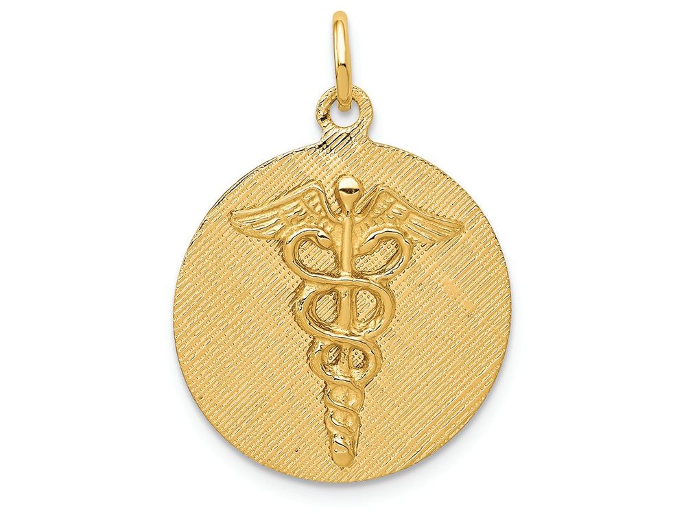 FJC Finejewelers 14k Yellow Gold Caduceus Disc Charm