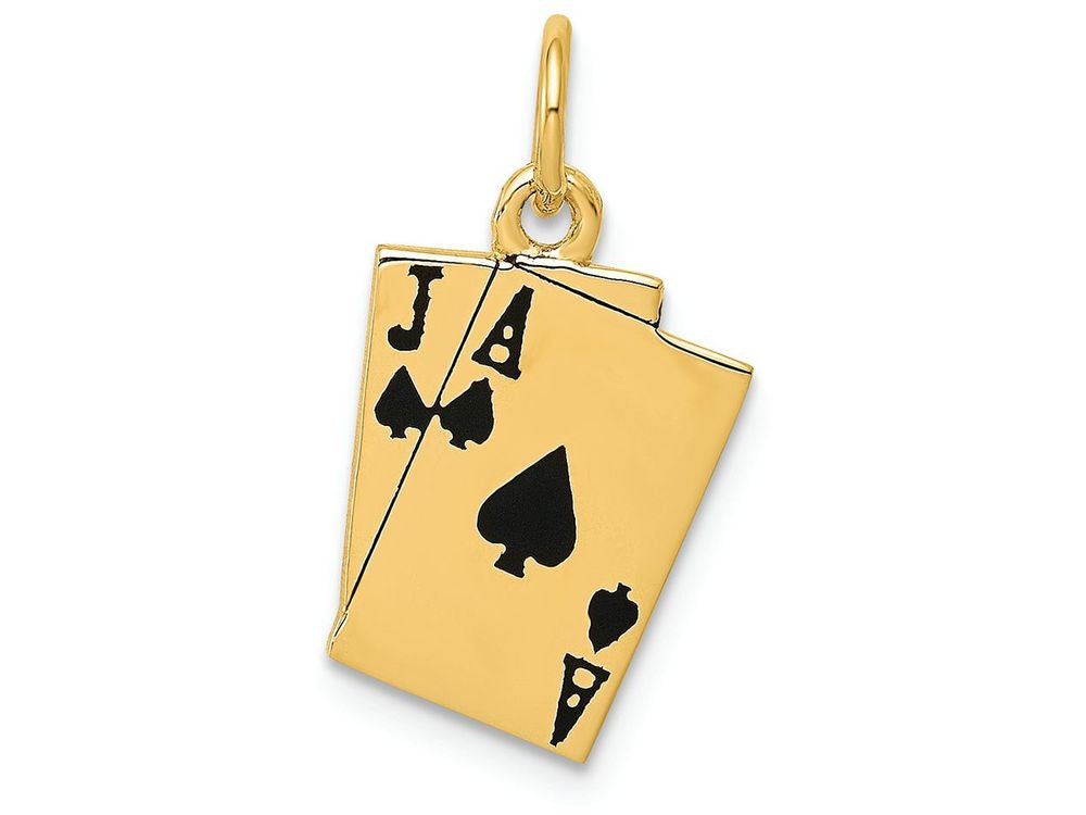 FJC Finejewelers 14k Yellow Gold Enameled Blackjack Playing Cards Charm
