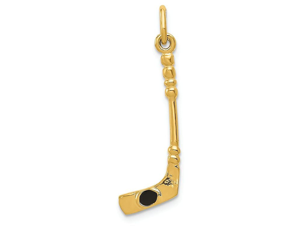 FJC Finejewelers 14k Yellow Gold Hockey Stick with Enamel Charm