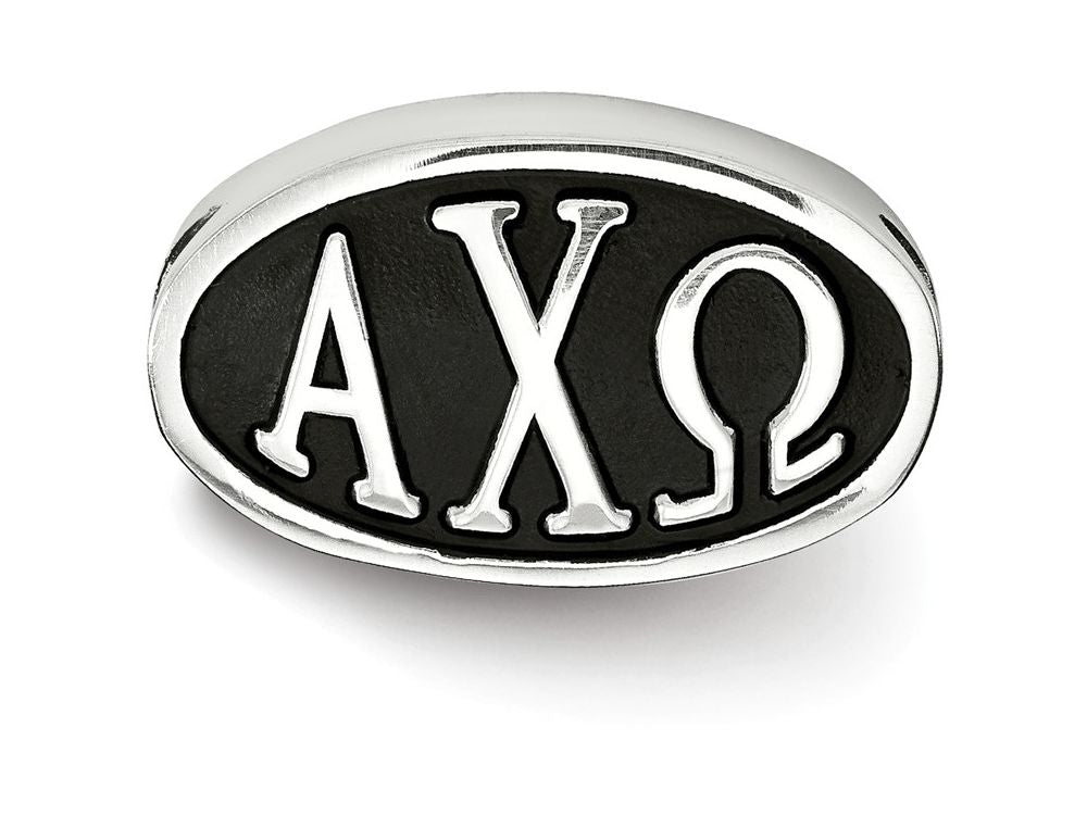 LogoArt Sterling Silver 15.25mm Alpha Chi Omega Oval Letters Bead Charm
