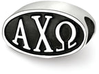 LogoArt Sterling Silver 15.25mm Alpha Chi Omega Oval Letters Bead Charm