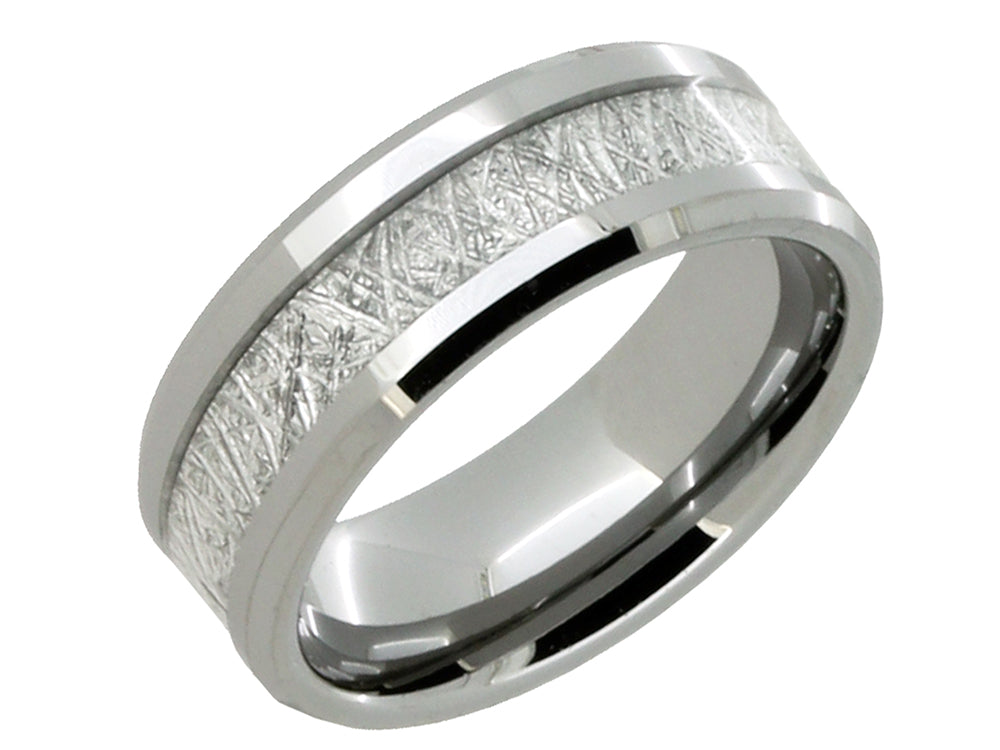 Lancello Tungsten 8mm Etched Wedding Band