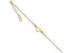 FJC Finejewelers 9 Inch 14k Yellow Gold Adjustable Heart Anklet (Smaller Ankles)