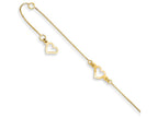 FJC Finejewelers 9 Inch 14k Yellow Gold Adjustable Fancy Heart Anklet (Smaller Ankles)