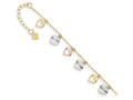 FJC Finejewelers 9 Inch 14 kt Tri Color Gold Adjustable Heart Anklet (Smaller Ankles)