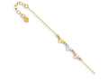 FJC Finejewelers 9 Inch 14 kt Tri Color Gold Adjustable Heart Anklet (Smaller Ankles)