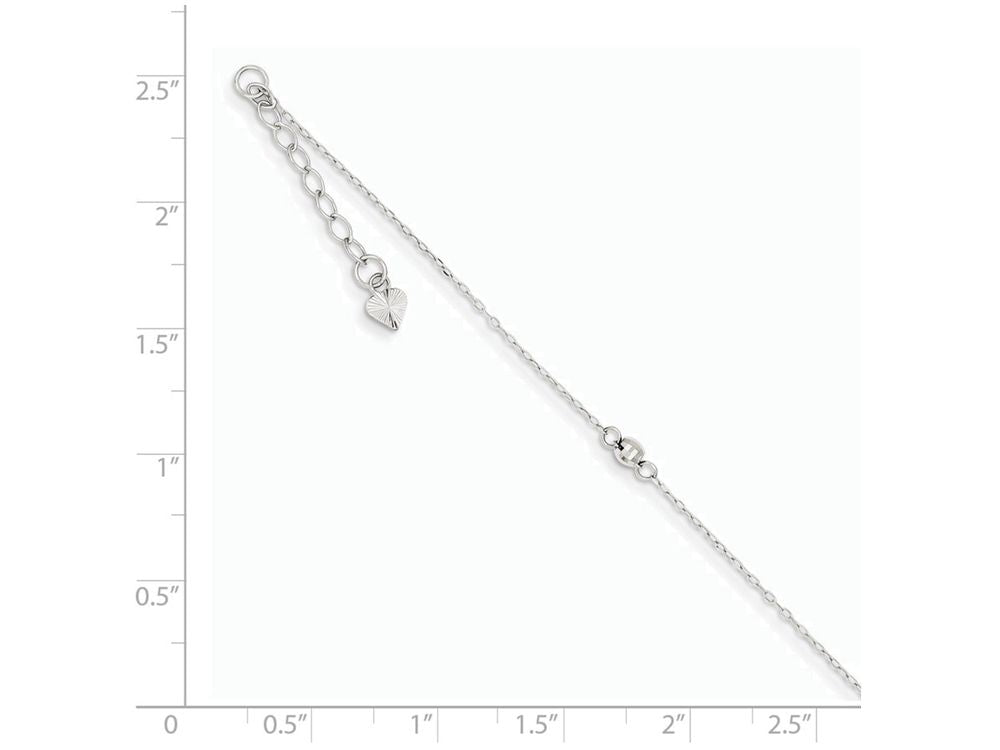 FJC Finejewelers 9 Inch 14k White Gold Mirror Beaded Anklet (Smaller Ankles)
