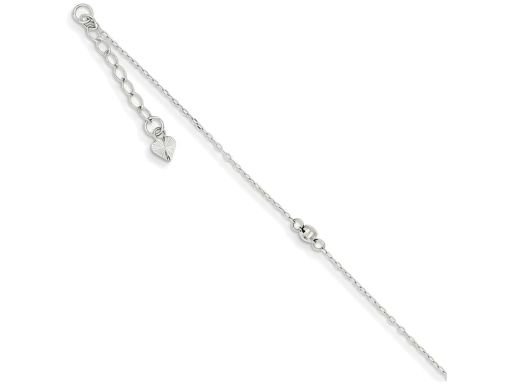 FJC Finejewelers 9 Inch 14k White Gold Mirror Beaded Anklet (Smaller Ankles)