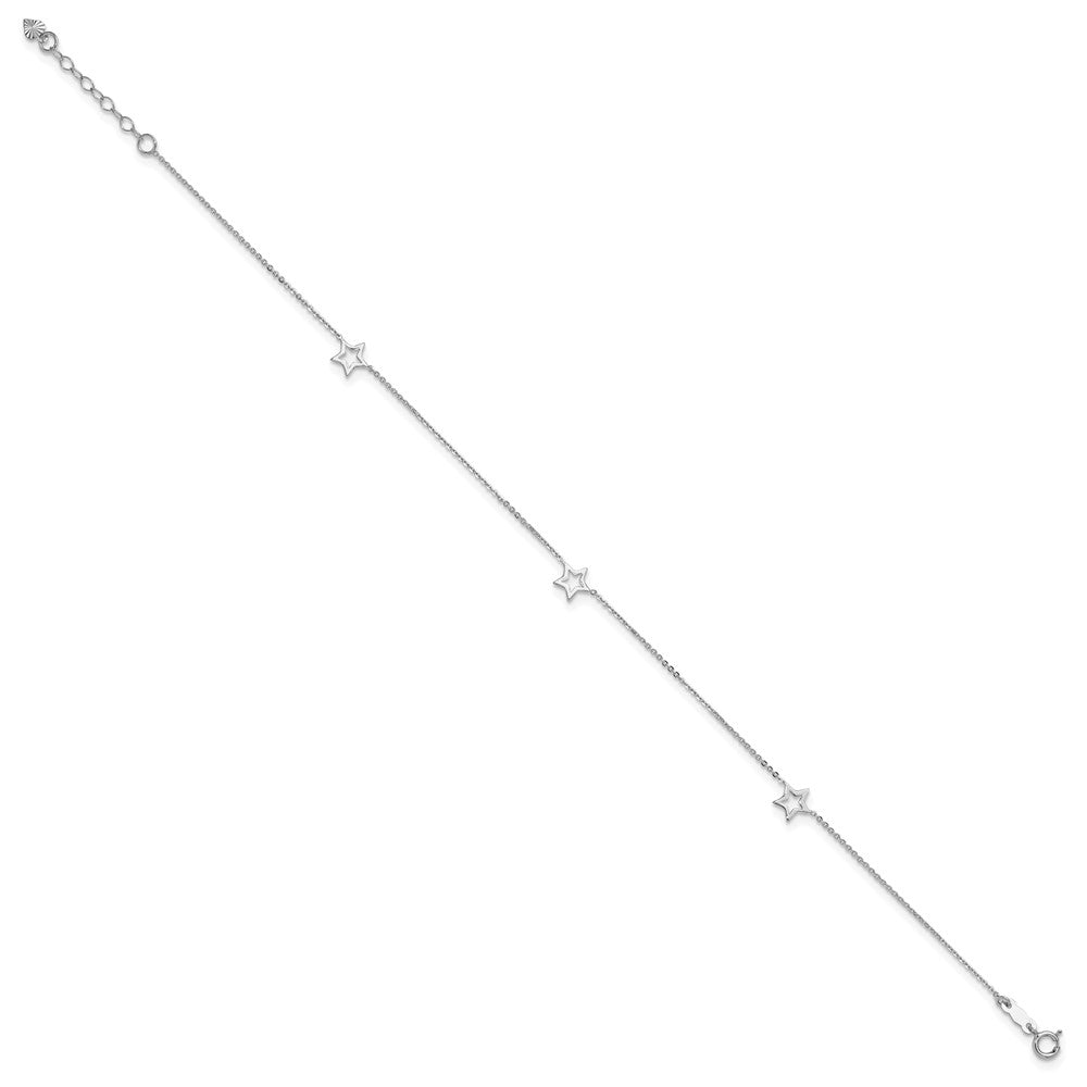 FJC Finejewelers 9 Inch 14k White Gold Adjustable Star Anklet (Smaller Ankles)