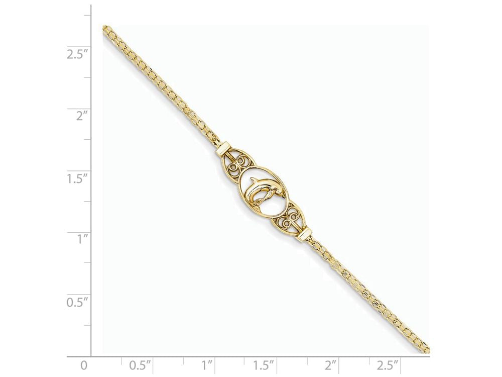 FJC Finejewelers 10 Inch 14k Yellow Gold Polished Dolphin Anklet