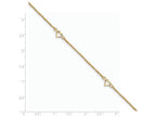 FJC Finejewelers 10 Inch 14k Yellow Gold bright-cut Hearts With 9in 1in Ext Anklet