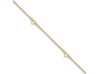 FJC Finejewelers 10 Inch 14k Yellow Gold bright-cut Hearts With 9in 1in Ext Anklet