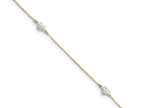 FJC Finejewelers 10 Inch 14 kt Two Tone Gold Puff Heart 9in With 1in Ext Anklet