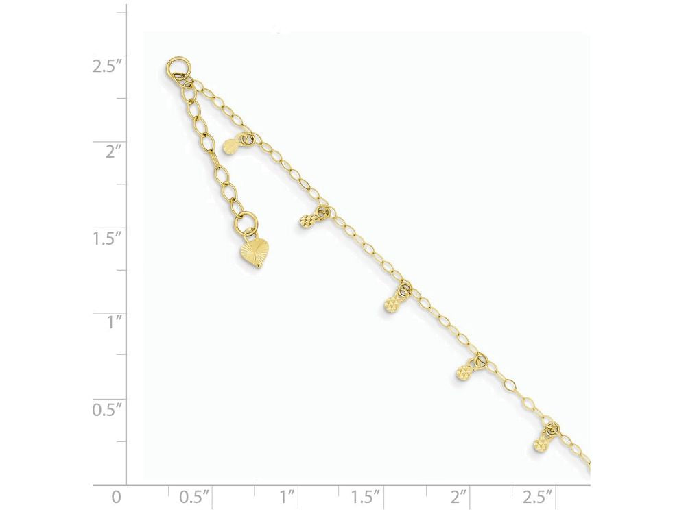 FJC Finejewelers 9 Inch 14k Yellow Gold Oval Chain bright-cut Dots W/ 1in Ext Anklet
