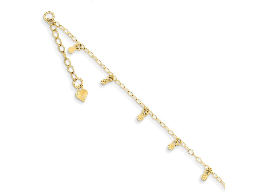 FJC Finejewelers 9 Inch 14k Yellow Gold Oval Chain bright-cut Dots W/ 1in Ext Anklet