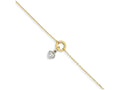 FJC Finejewelers 9 Inch 14k Gold Two-tone Circle/bright cut Puff Heart W/ 1in Ext Anklet
