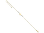 FJC Finejewelers 9 Inch 14 kt Two Tone Gold Ropa bright-cut Beads/puff Heart Mom W/ 1in Ext Anklet
