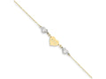 FJC Finejewelers 9 Inch 14 kt Two Tone Gold Ropa bright-cut Beads/puff Heart Mom W/ 1in Ext Anklet