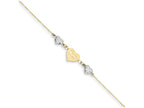 FJC Finejewelers 9 Inch 14 kt Two Tone Gold Ropa bright-cut Beads/puff Heart Love W/ 1in Ext Anklet
