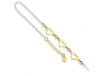FJC Finejewelers 9 Inch 14 kt Two Tone Gold Oval Link W/ bright-cut Beads and Heart W/1in Ext Anklet